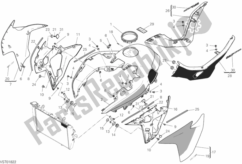 Todas as partes de 34a - Carenagem do Ducati Multistrada 1260 S Pikes Peak 2020